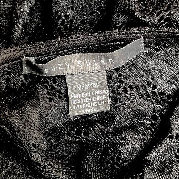 Suzy Shier Black Lace Party Dress or Cocktail Dress w Peek-a-boo shoulders - Picture 3 of 15